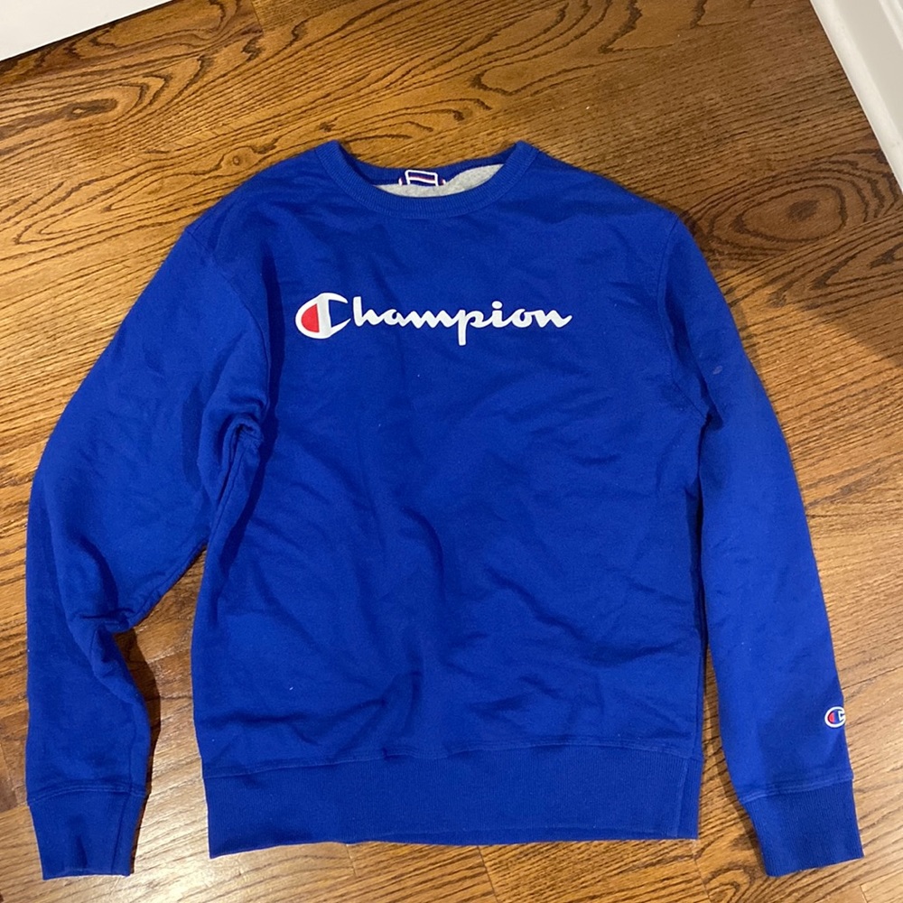 mens blue champion crewneck sweatshirt